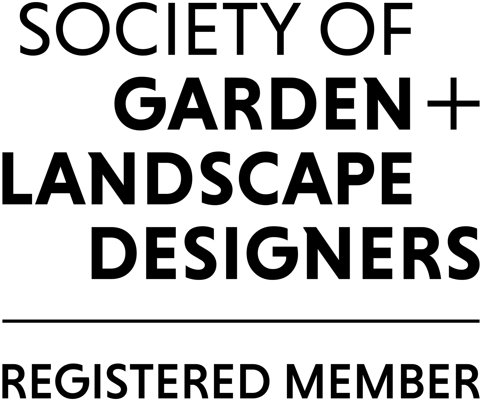 Society of Garden + Landscape Designers Logo. Rae Wilkinson Garden and Landscape Design - Garden Designer Sussex, Surrey, London, South-East England
