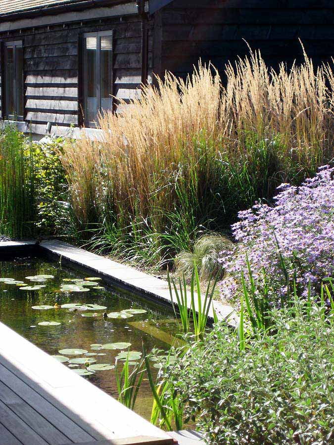 Rill surrounded by soft planting. Rae Wilkinson Garden and Landscape Design - Garden Designer Sussex, Surrey, London, South-East England